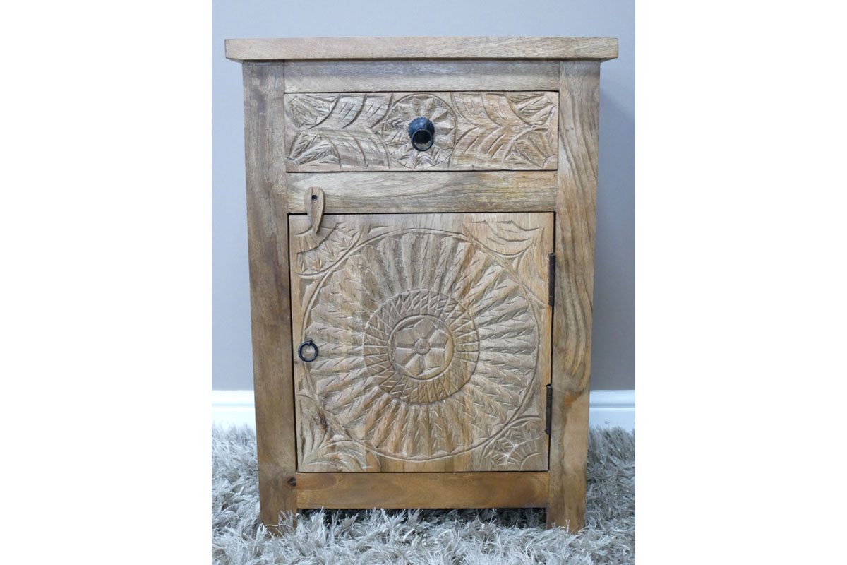 Carved Bedside Cabinet