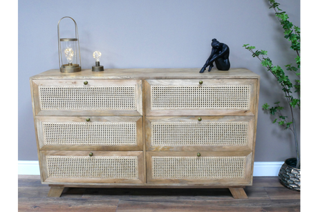 6 Drawer Rattan Cabinet - 9759