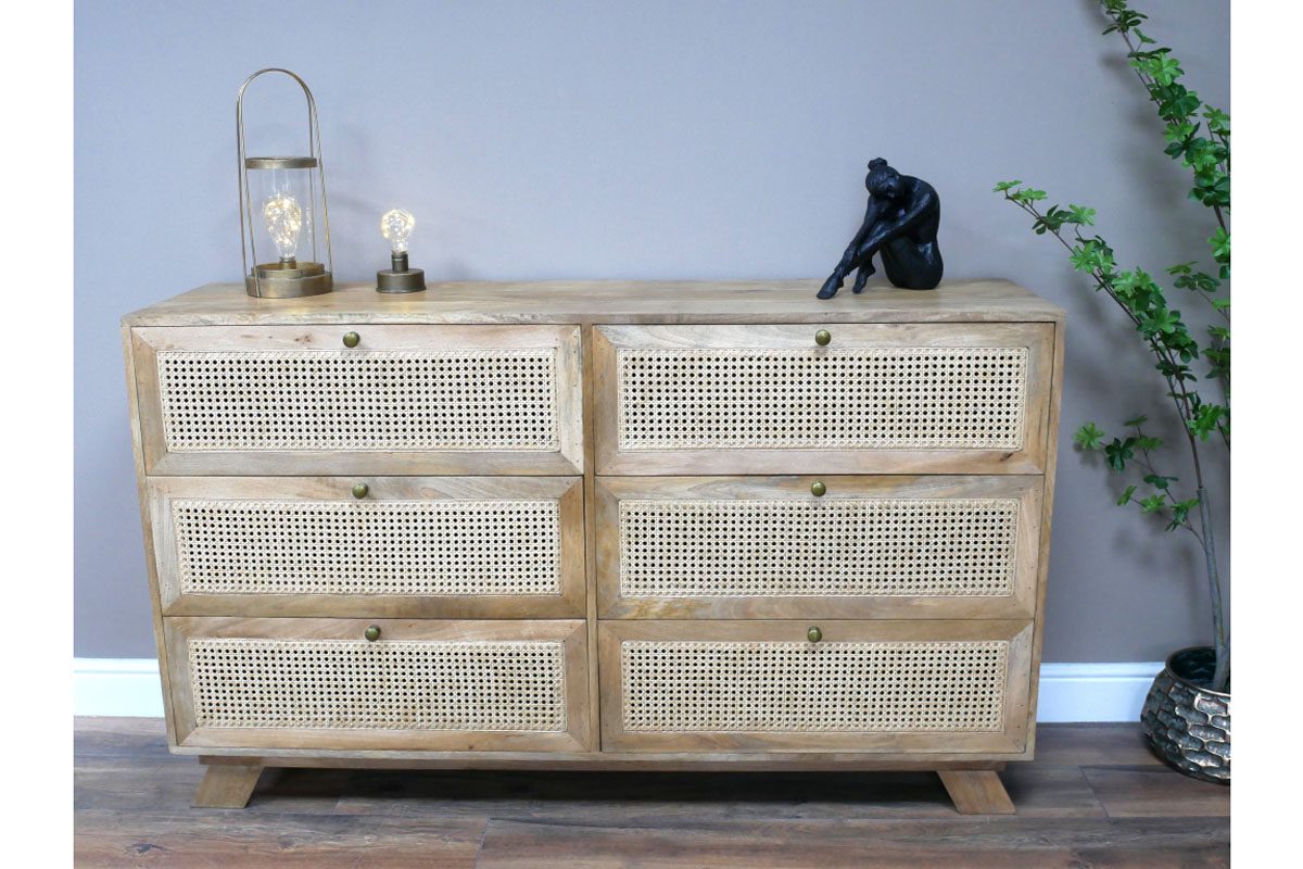 6 Drawer Rattan Cabinet