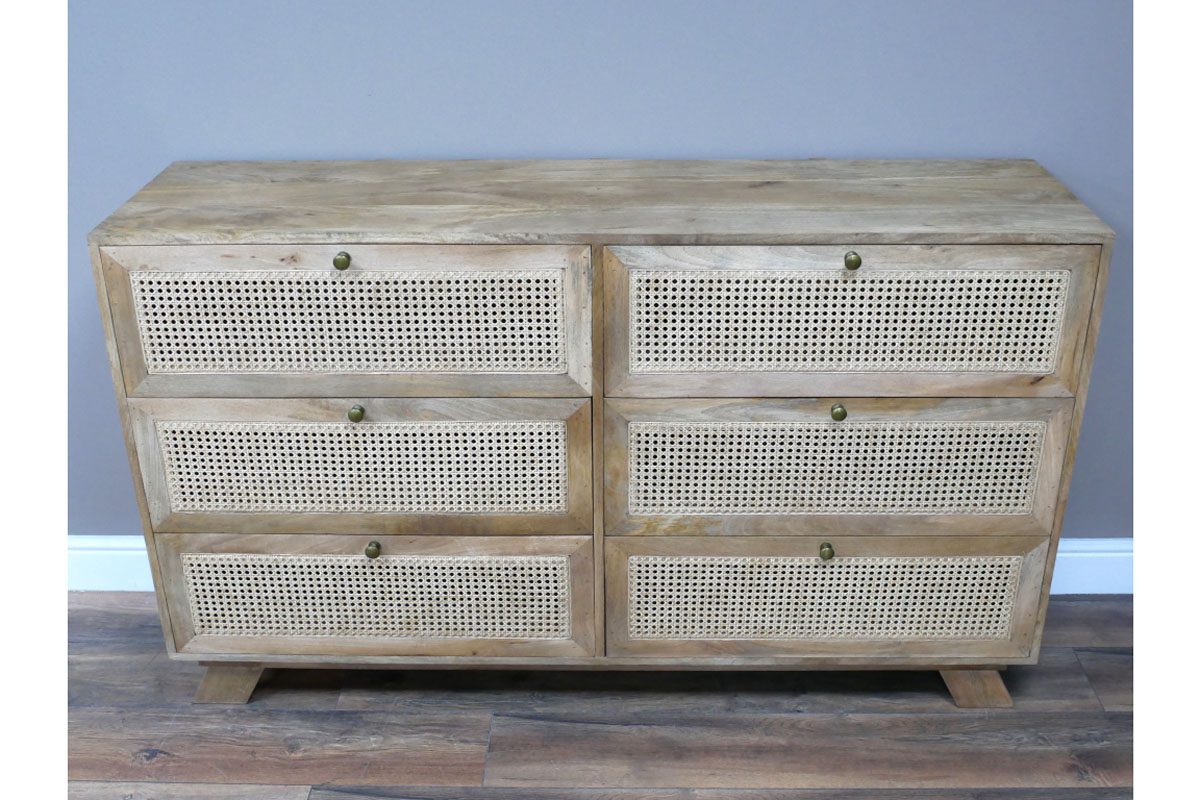 6 Drawer Rattan Cabinet