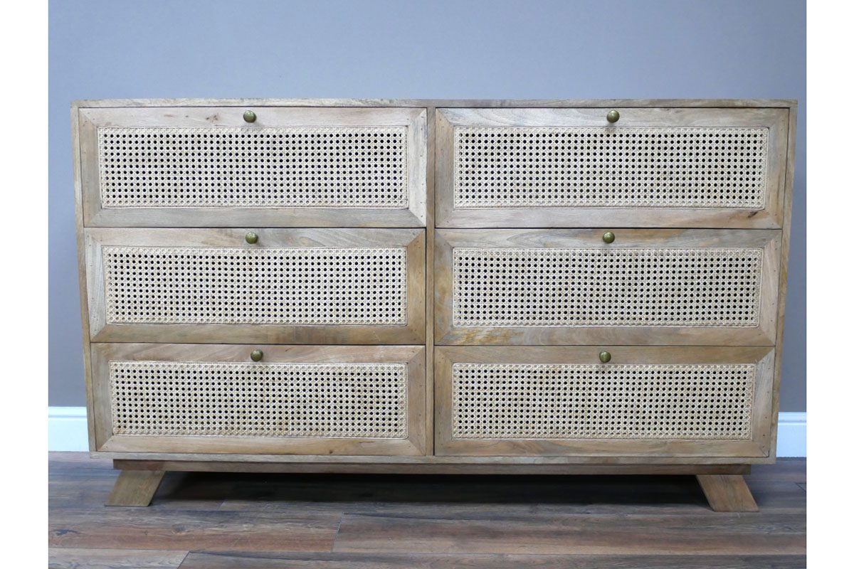 6 Drawer Rattan Cabinet