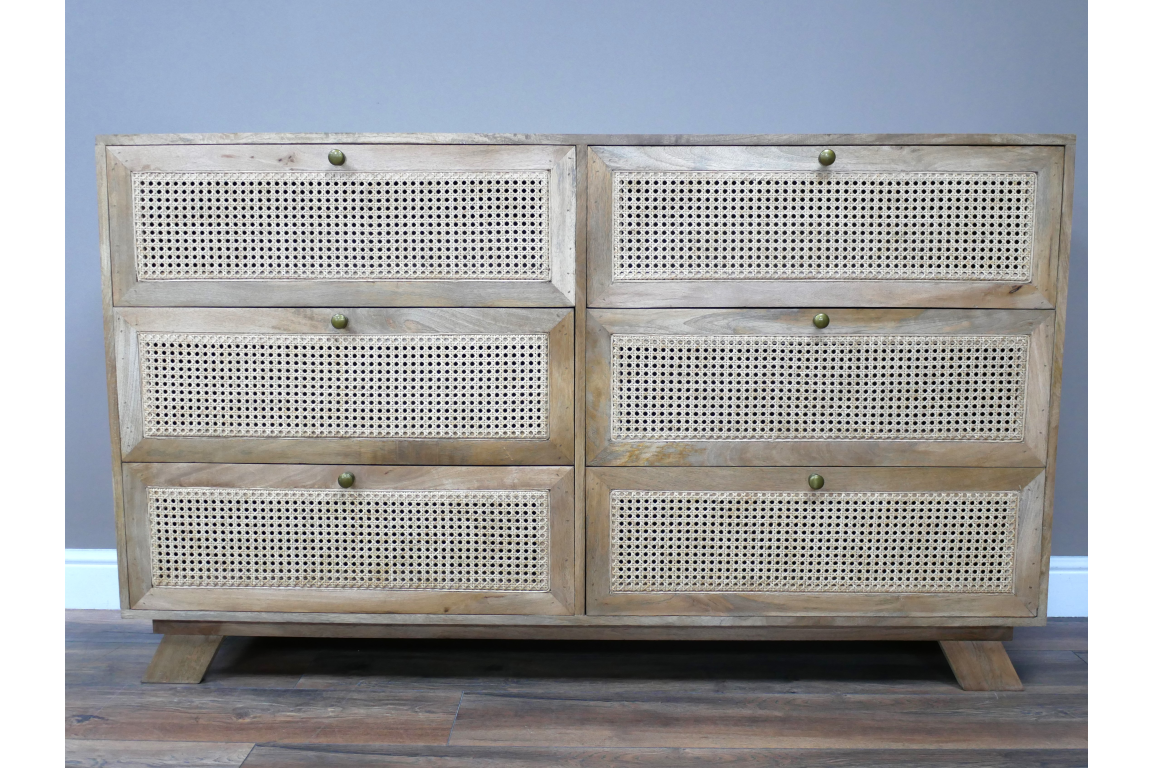 6 Drawer Rattan Cabinet - 9759