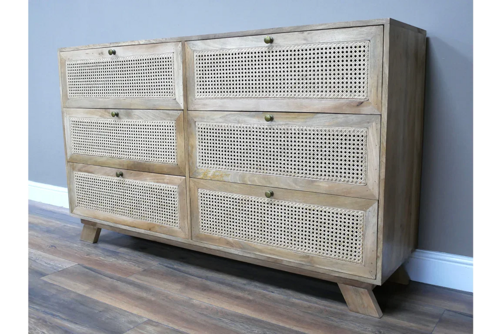 6 Drawer Rattan Cabinet - 9759