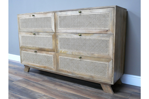 6 Drawer Rattan Cabinet - 9759