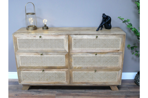 6 Drawer Rattan Cabinet - 9759