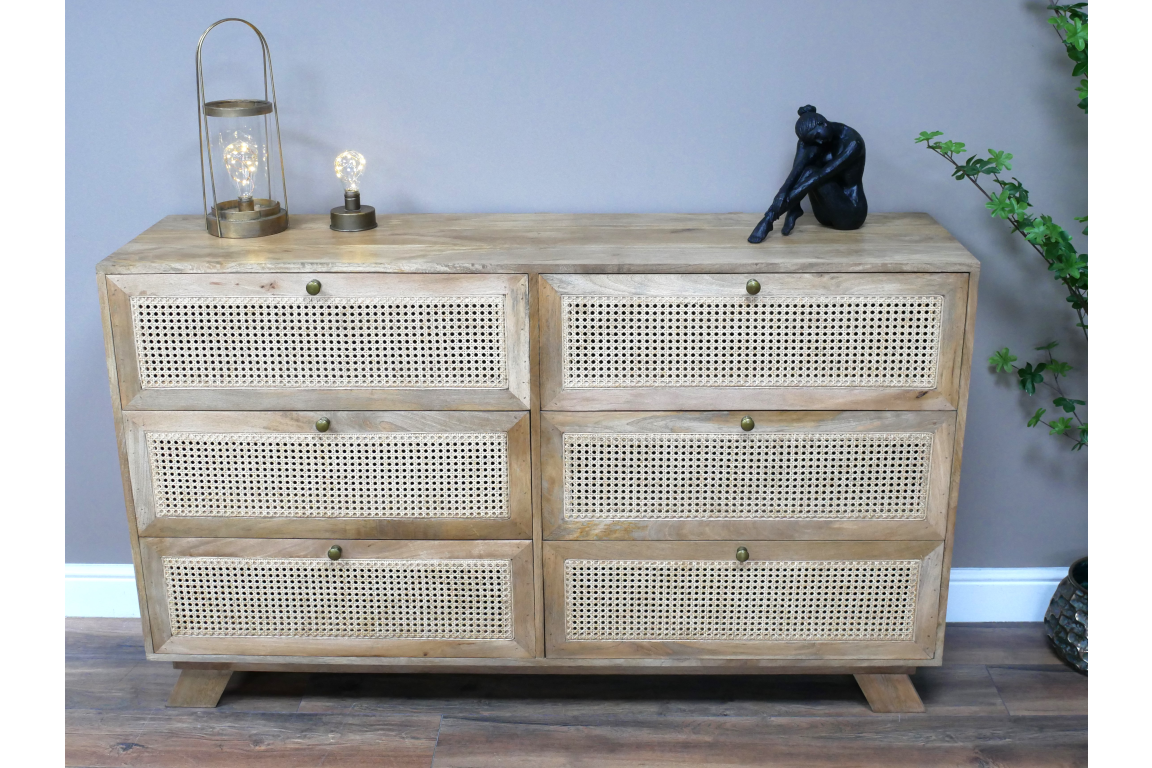 6 Drawer Rattan Cabinet - 9759
