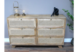 6 Drawer Rattan Cabinet - 9759