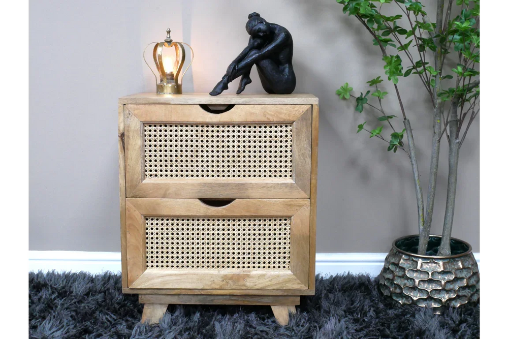 2 Drawer Rattan Bedside - 9764