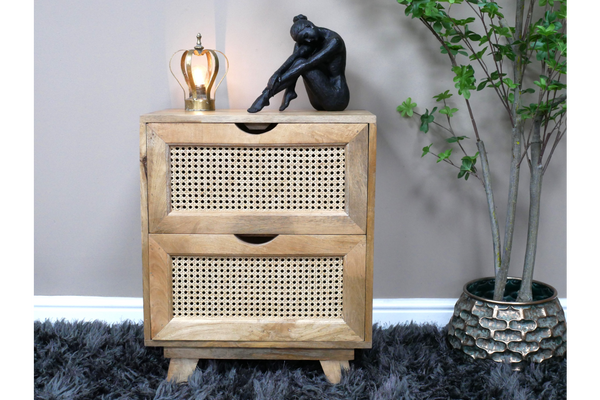 2 Drawer Rattan Bedside - 9764
