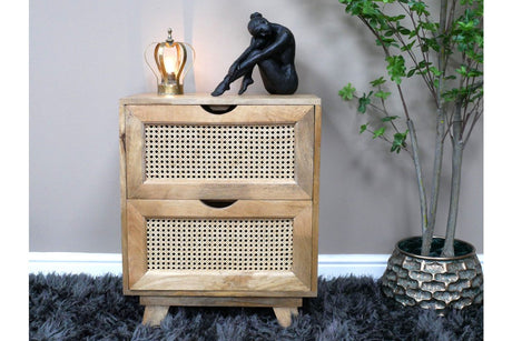 2 Drawer Rattan Bedside