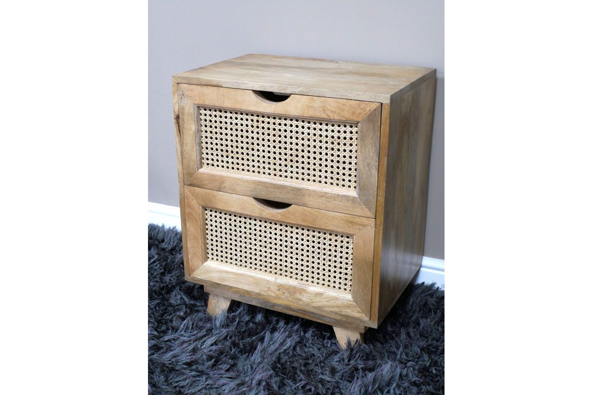 2 Drawer Rattan Bedside
