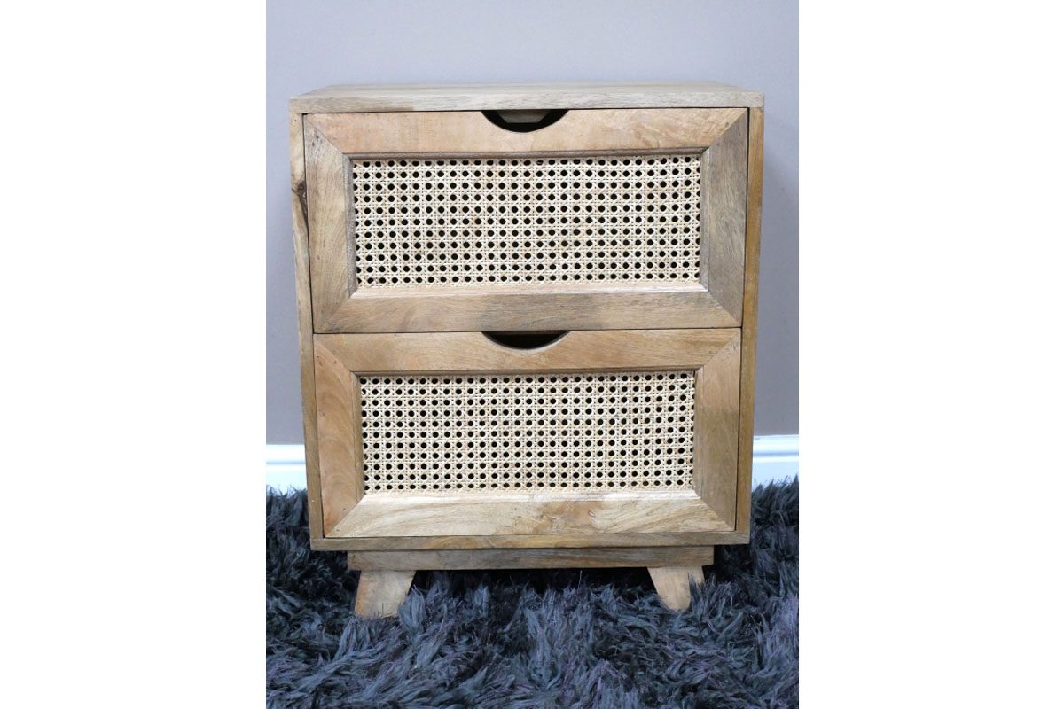 2 Drawer Rattan Bedside