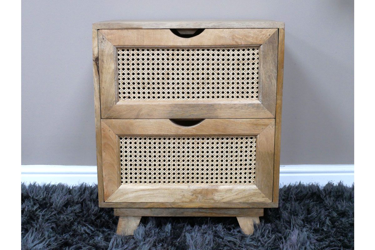 2 Drawer Rattan Bedside