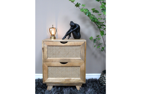 2 Drawer Rattan Bedside - 9764