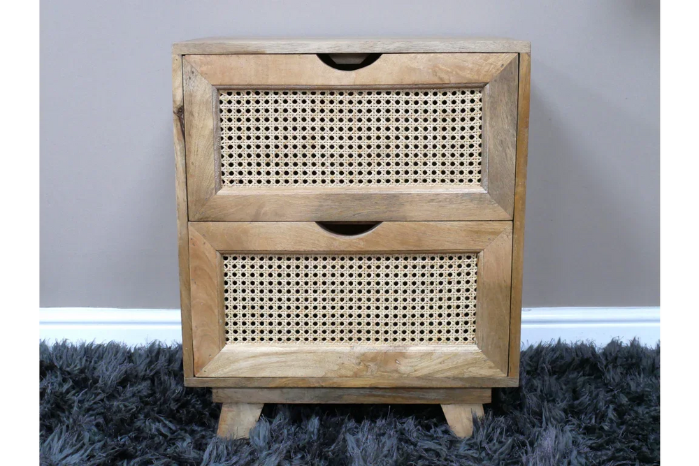 2 Drawer Rattan Bedside - 9764