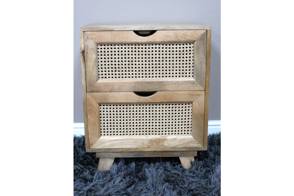 2 Drawer Rattan Bedside - 9764