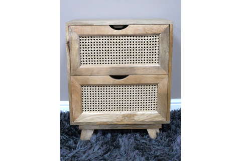 2 Drawer Rattan Bedside - 9764