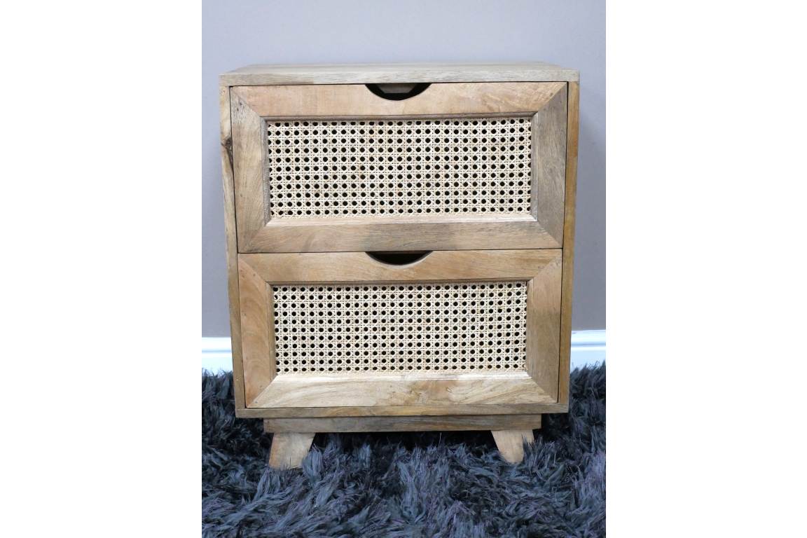 2 Drawer Rattan Bedside - 9764