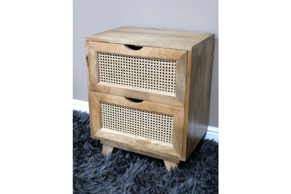 2 Drawer Rattan Bedside - 9764