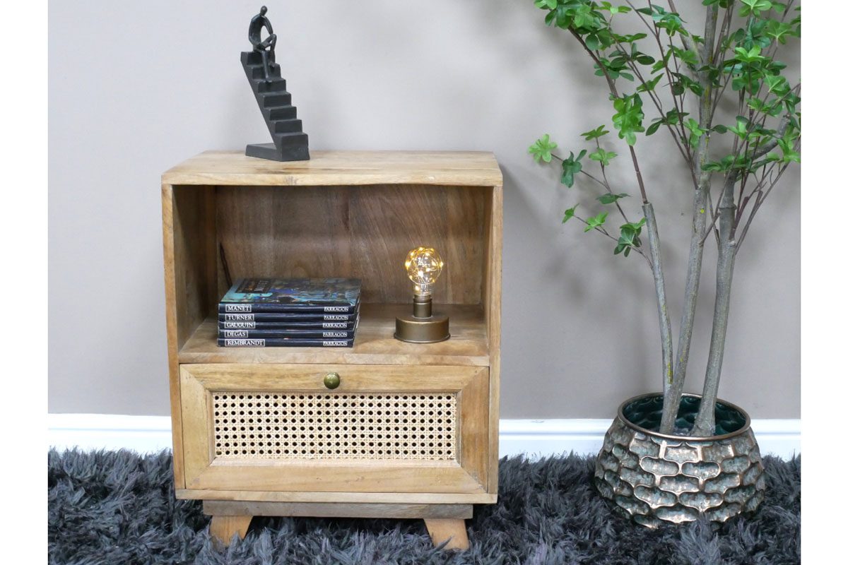 1 Drawer Rattan Bedside