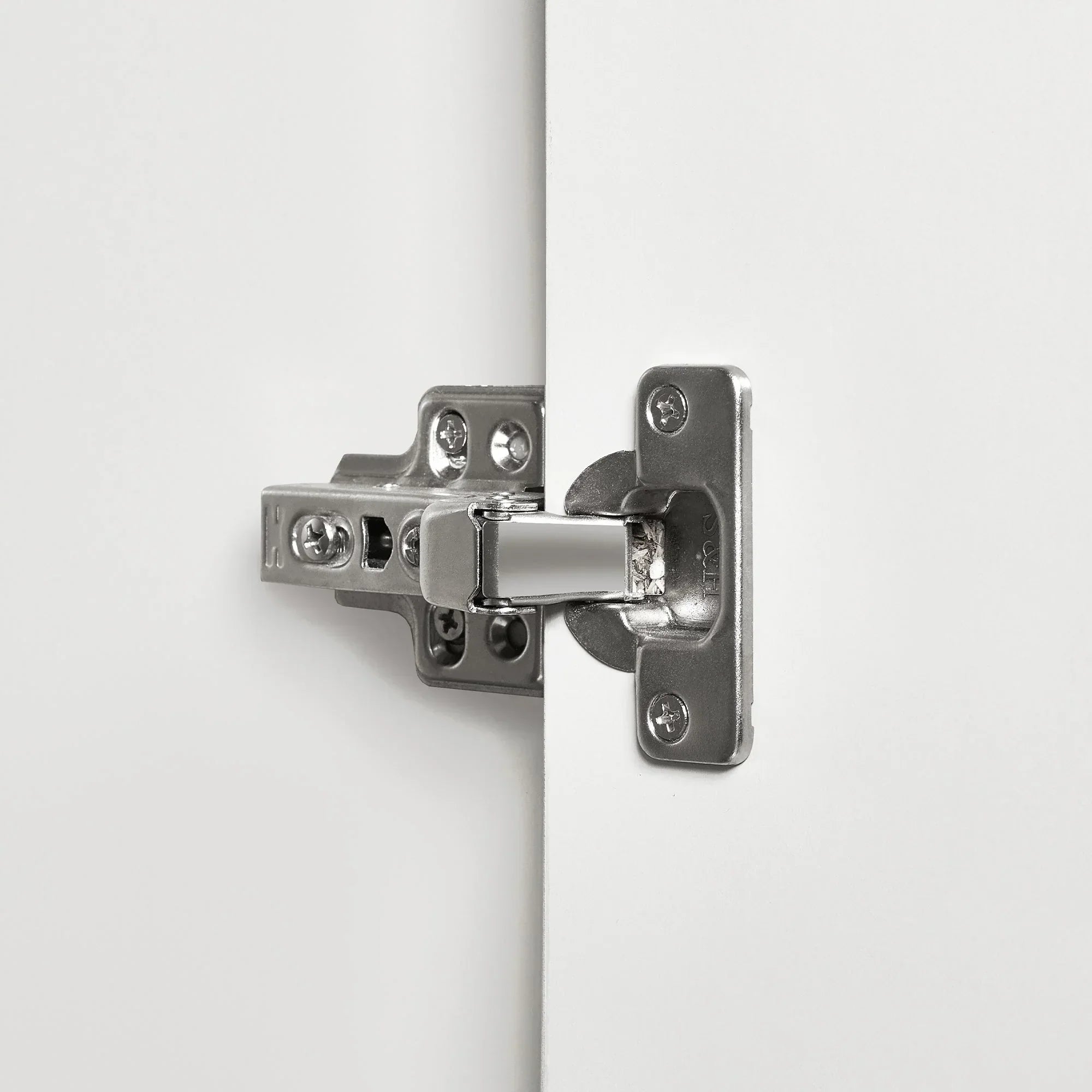 Close-up of Alba 2 door wardrobe white hinge detail