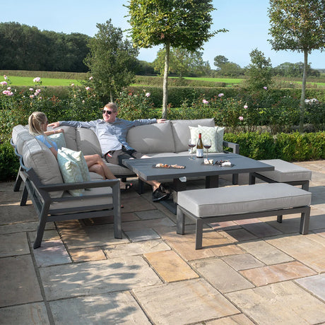 New York Corner Dining Set with Rising Table & Stools