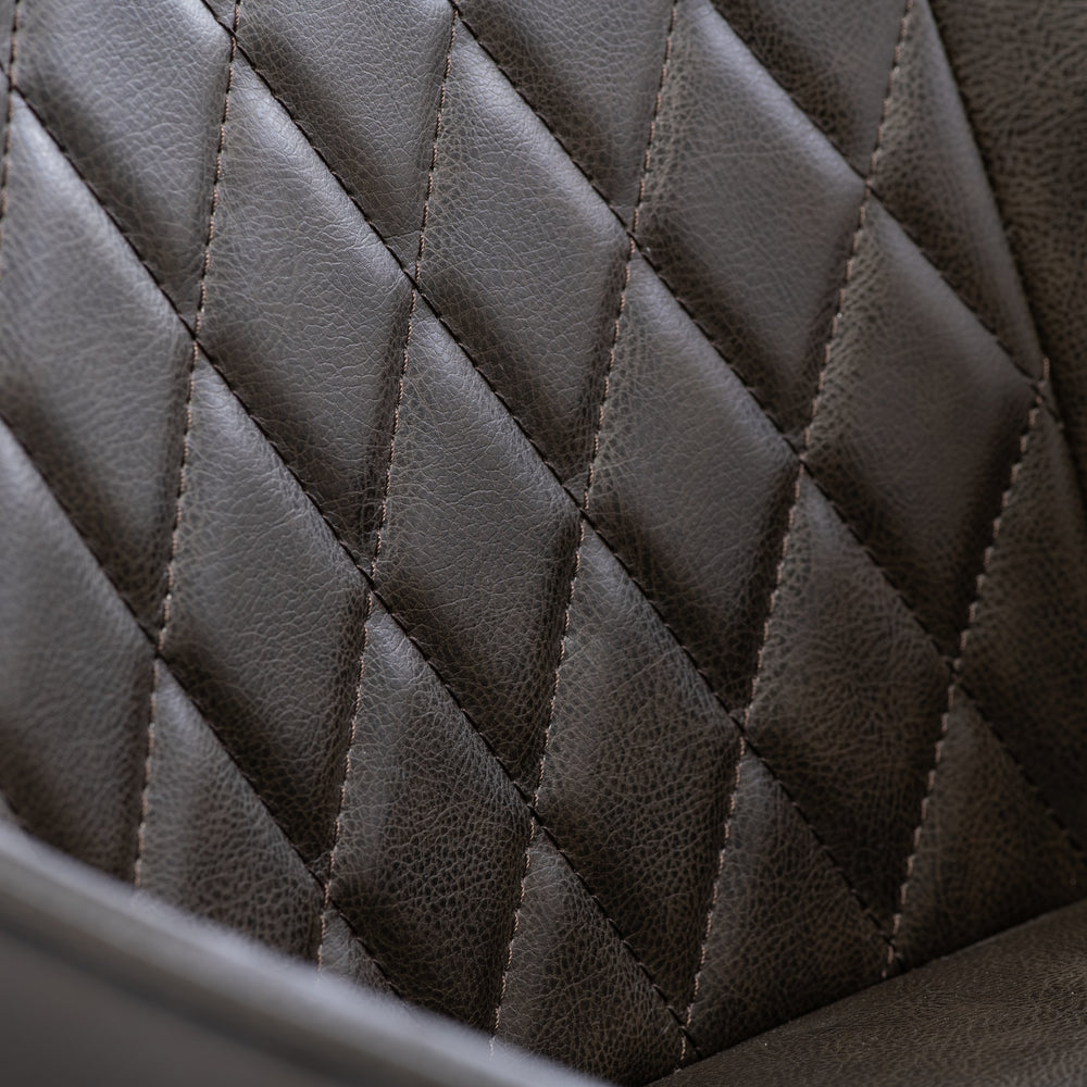 Stylish Dark Brown PU Dining Chair with Brushed Brass Legs