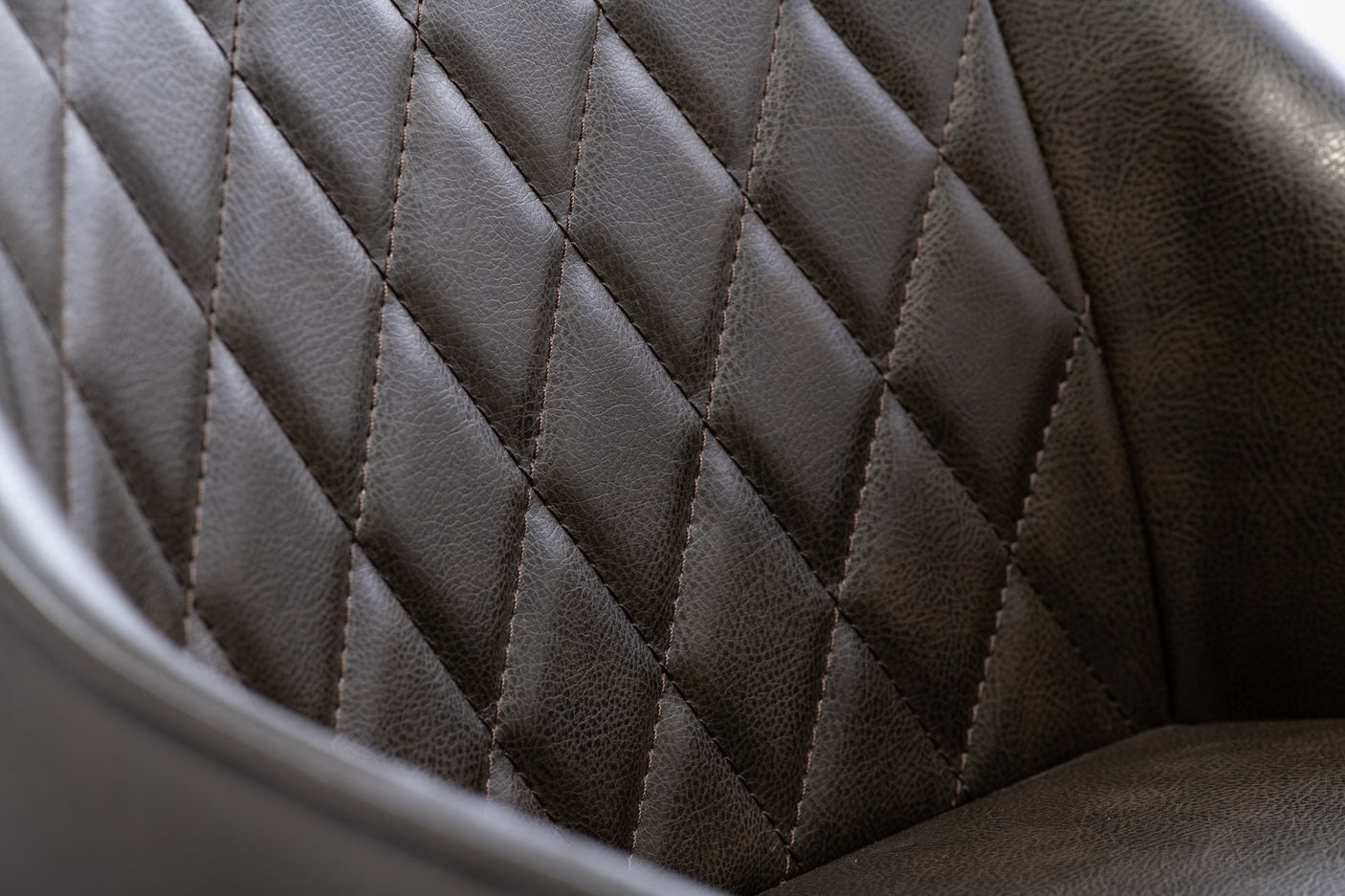 Stylish Dark Brown PU Dining Chair with Brushed Brass Legs