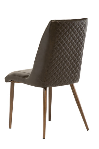 Stylish Dark Brown PU Dining Chair with Brushed Brass Legs