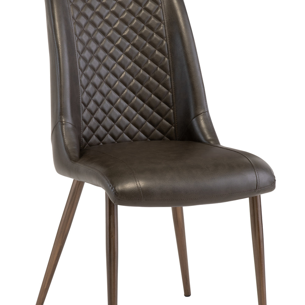 Stylish Dark Brown PU Dining Chair with Brushed Brass Legs