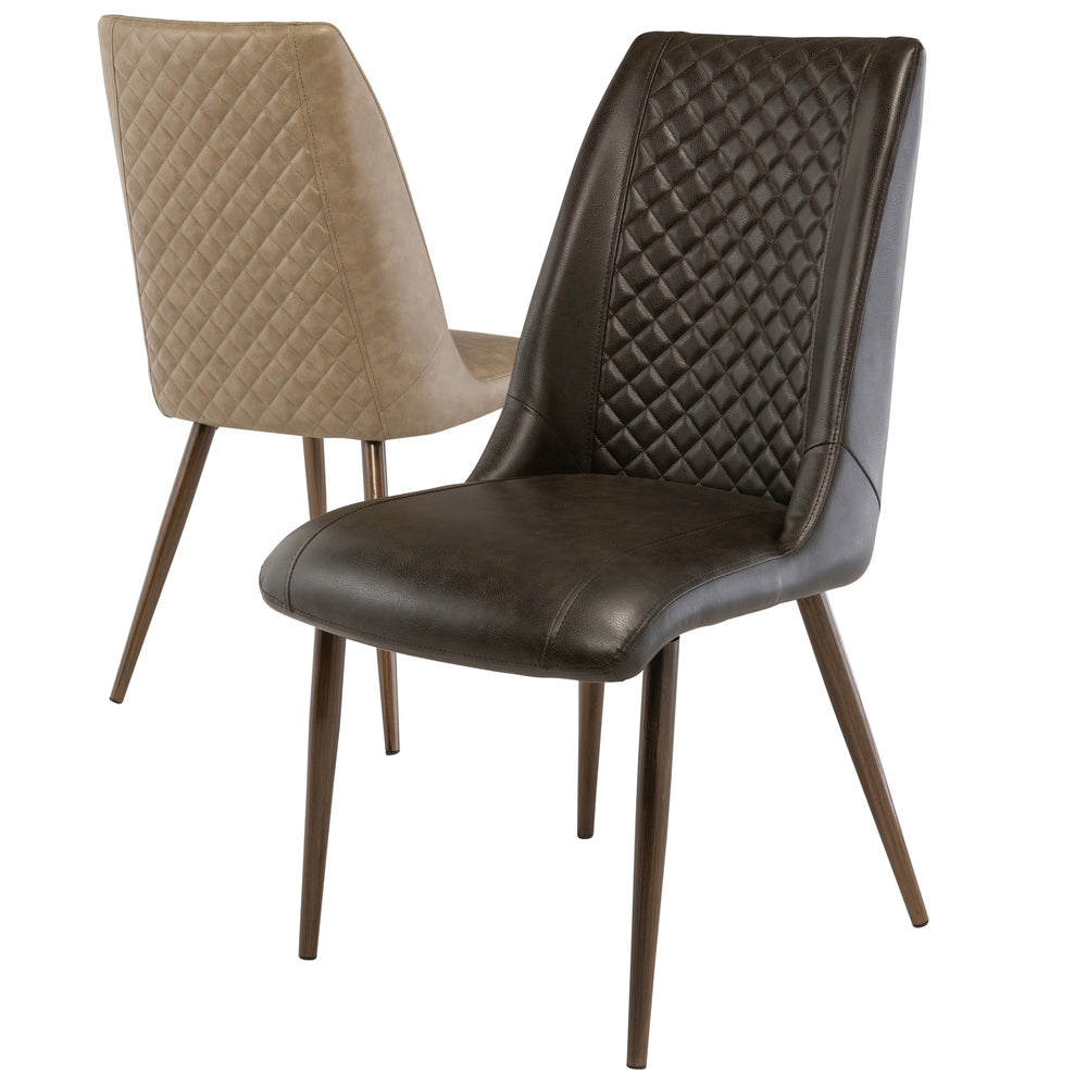 Stylish Dark Brown PU Dining Chair with Brushed Brass Legs