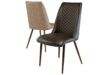 Stylish Dark Brown PU Dining Chair with Brushed Brass Legs