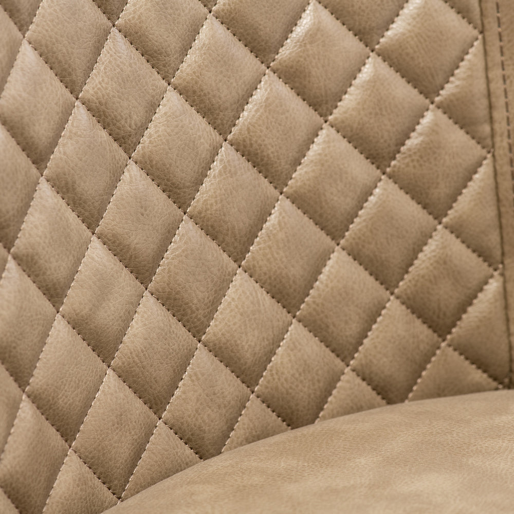 Taupe PU Dining Chair with Brushed Brass Legs for Elegant Dining Rooms