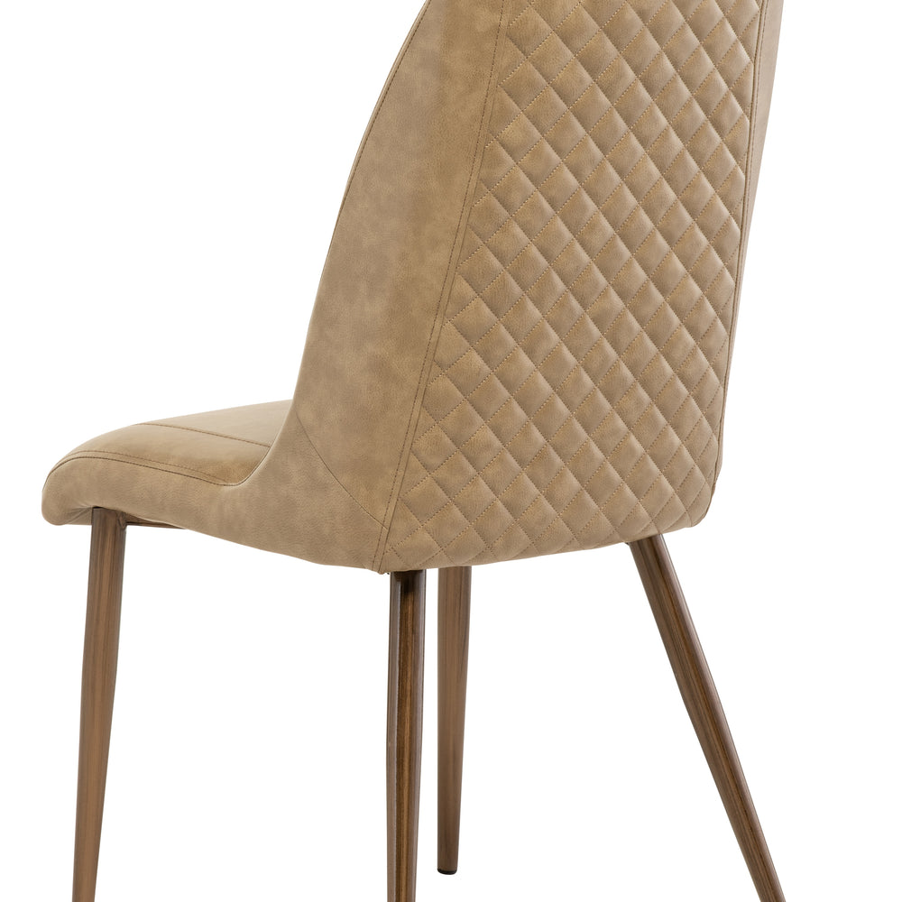 Taupe PU Dining Chair with Brushed Brass Legs for Elegant Dining Rooms