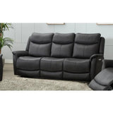 Charcoal grey reclining fabric sofa with three seats in modern living room