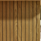 Oak wood slatted panel with vertical lines and natural grain detail