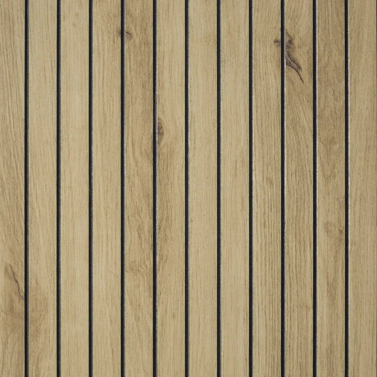Oak effect wood panel detail with vertical narrow slats for furniture surface design