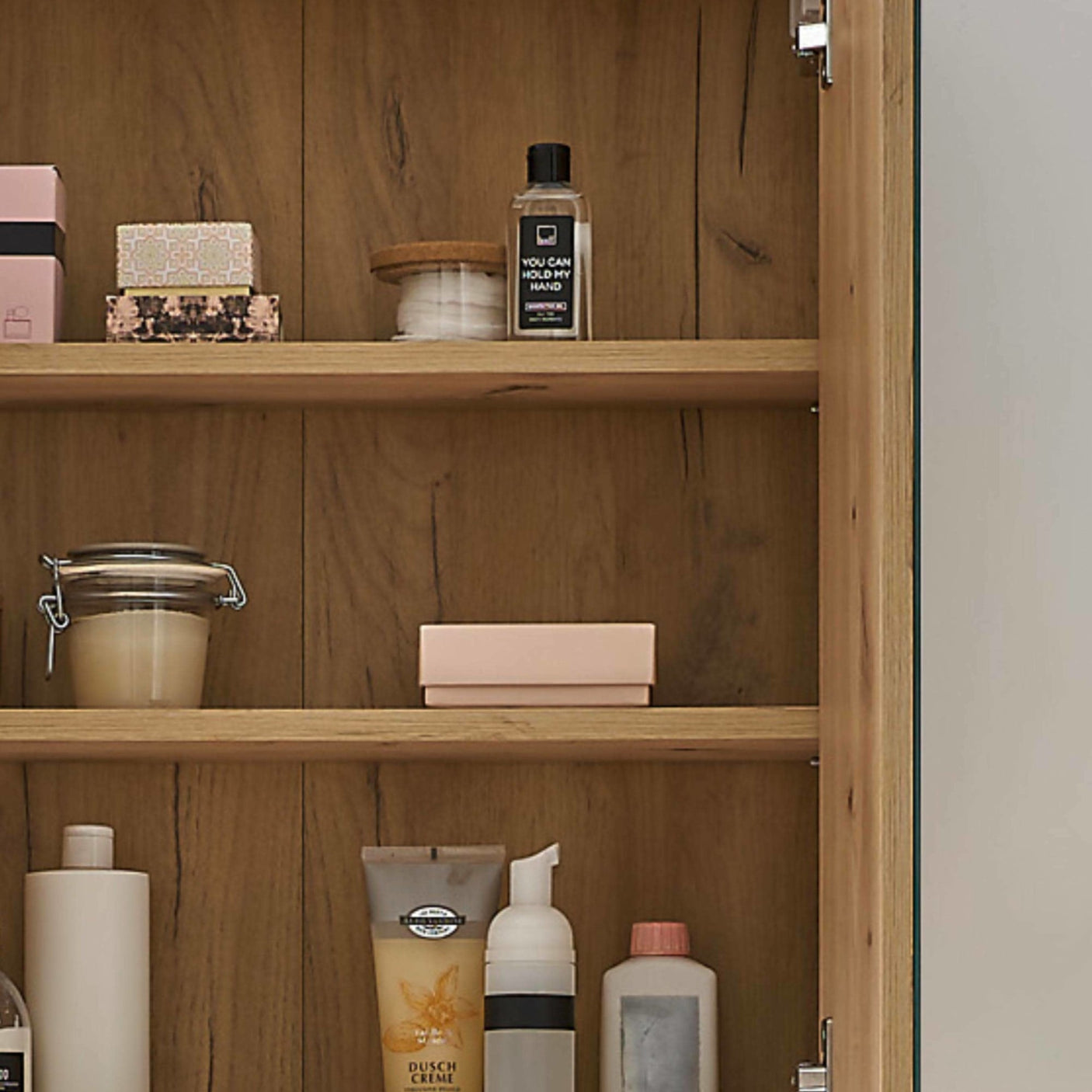 Austin Mirrored Cabinet - Light Brown and Glass - AUS003