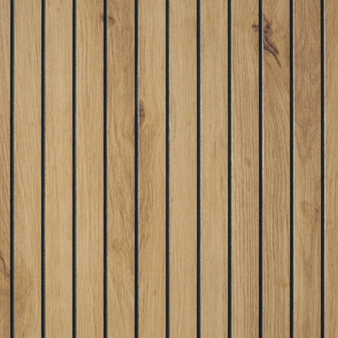 Oak wood slat furniture panel with visible grain and natural finish