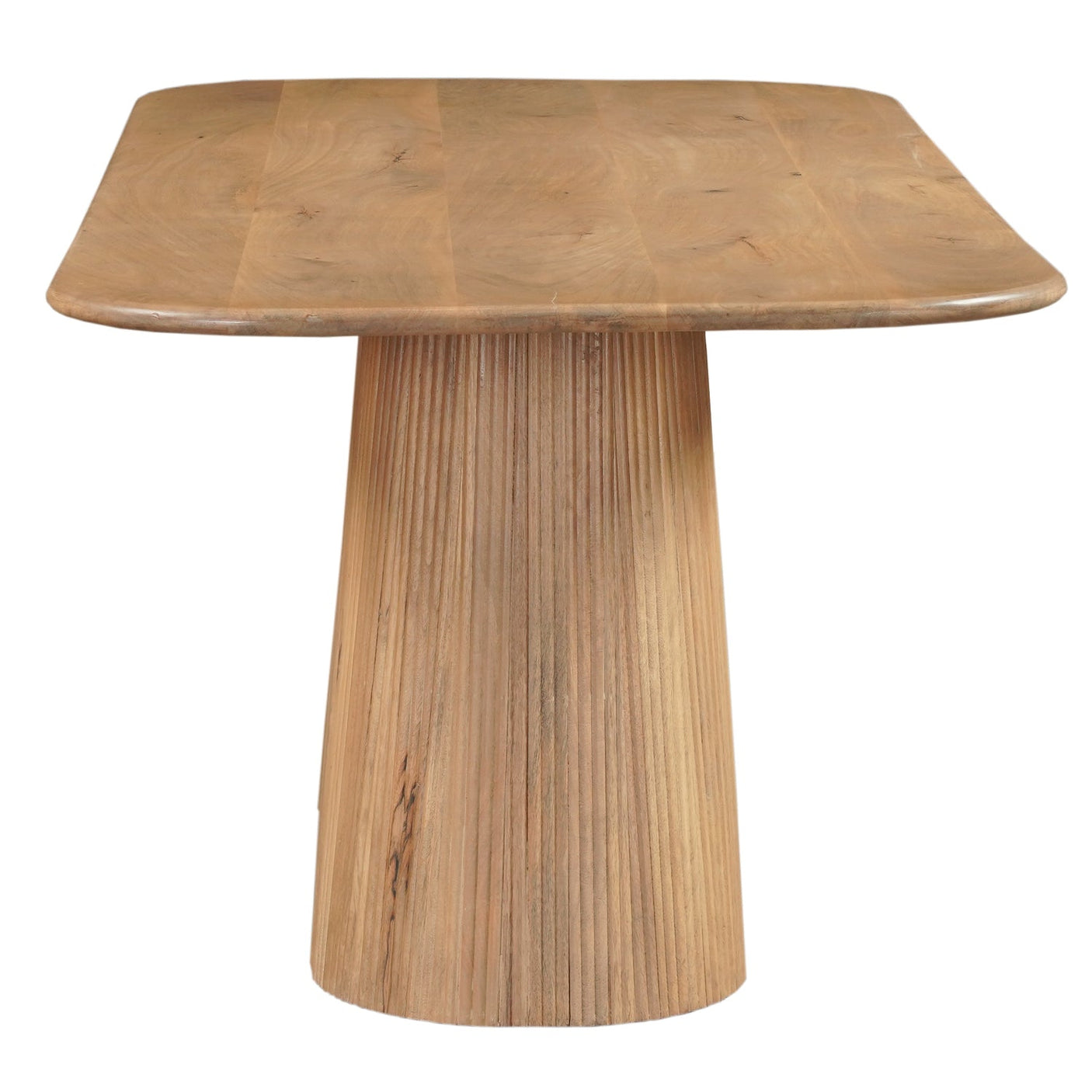 Austin Solid Wood 175cm Dining Table with fluted base in natural mango wood