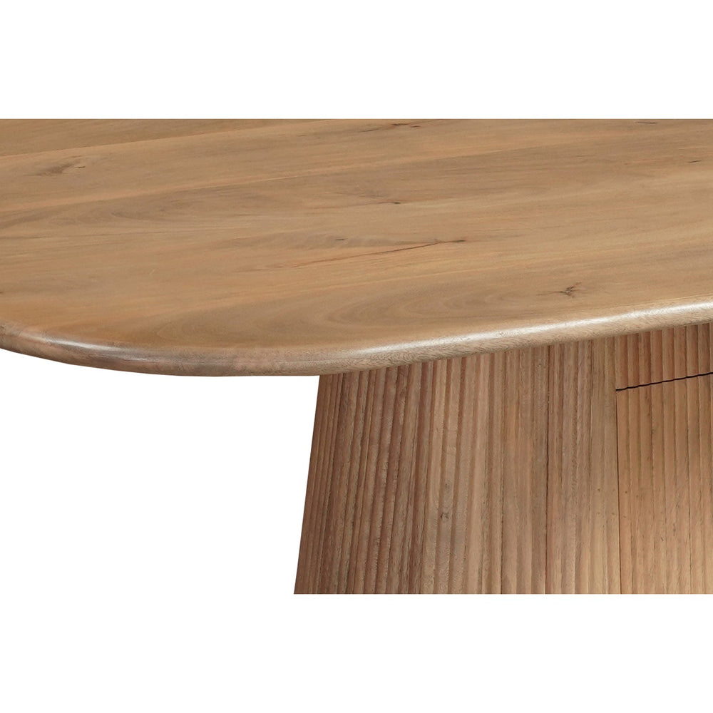 Austin Solid Wood 175cm Dining Table with fluted base in natural mango wood