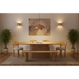 Austin Solid Wood 175cm Dining Table with fluted base in natural mango wood