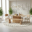 Austin Solid Wood 175cm Dining Table with fluted base in natural mango wood