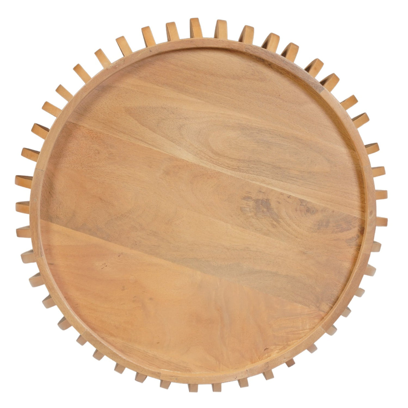 Austin Solid Wood Low Coffee Table in honey finish with fluted base