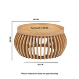 Austin Solid Wood Low Coffee Table in honey finish with fluted base