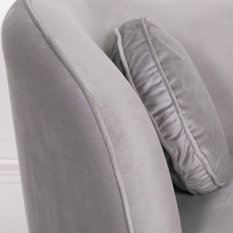 Grey Velvet Armchair with Cushion