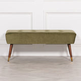 Olive Green Buttoned Ottoman Stool