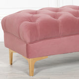 Pink Velvet Buttoned Ottoman Stool