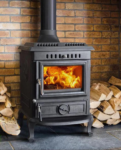 Close-up of Aidan Eco Boiler Stove combustion chamber and controls
