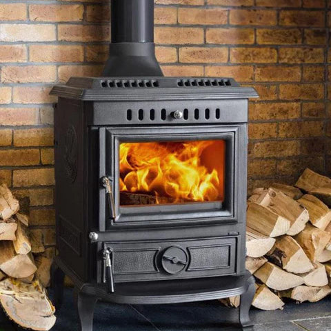 Close-up of Aidan Eco Boiler Stove combustion chamber and controls